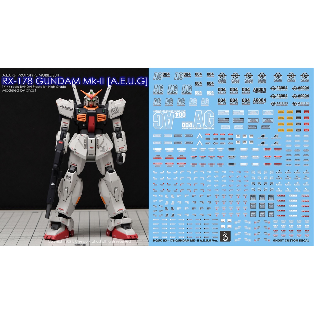 YAN Water Slide Decal 047 GHOST HGUC 1/144 RX-178 MK2 AEUG Noctilucent ...