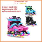 Giày trượt patin trẻ em, người lớn hãng Kingfly W198, 8 bánh sáng, bánh cao su đặc, điều chỉnh được size, tặng bảo hộ ct — ảnh 1