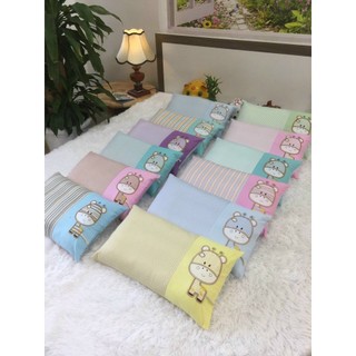 Gối đầu trẻ em êm mềm dày dặn, gối cotton đũi mềm mát thấm hút mồ hôi cho bé kích thước 30x50cm