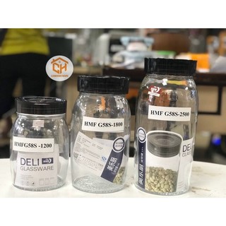 Lọ Thuỷ Tinh Đựng Hạt, Thực Phẩm Nắp Xoáy Inox Deli Cam Homeware