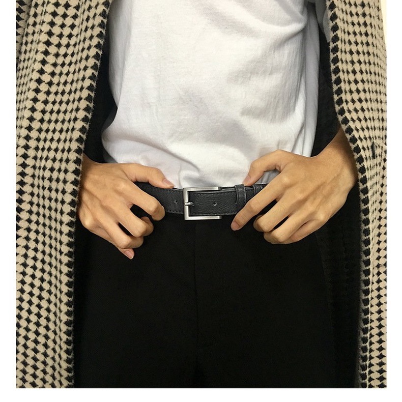 Thắt lưng nam nữ Hàn Quốc BIGSIZE mặt vuông BUCKLE Unisex da đẹp Max Dây nịt lưng thời trang Horizon bản 2.8cm Da Sần