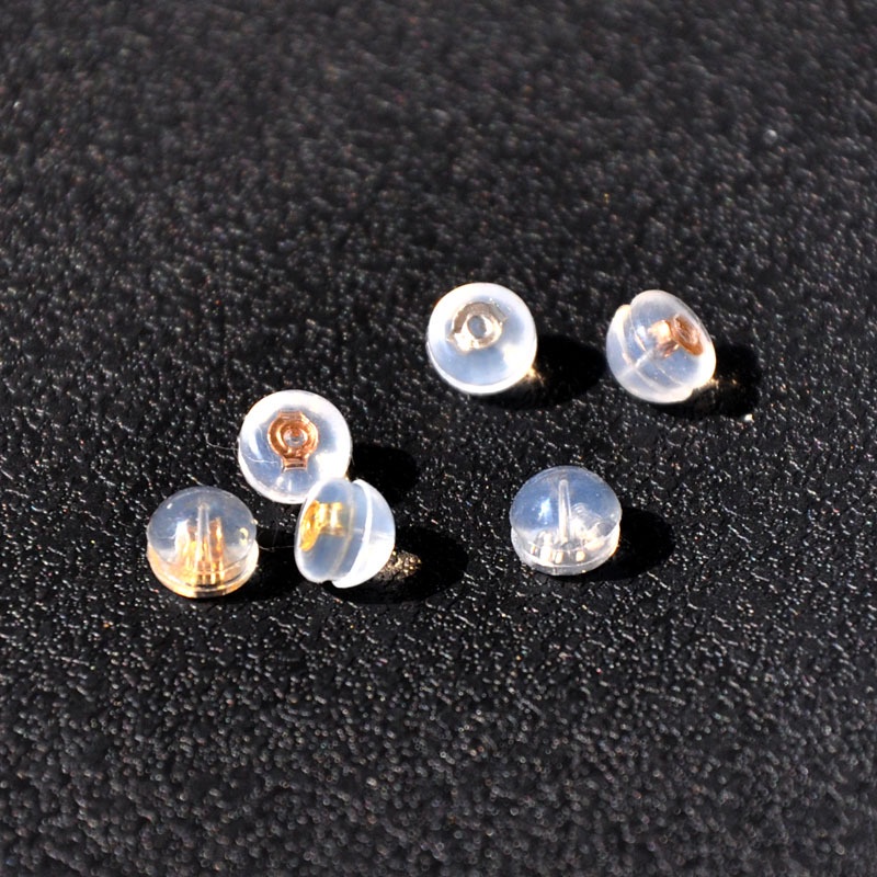 Chốt bông tai bạc bọc silicon (một đôi)