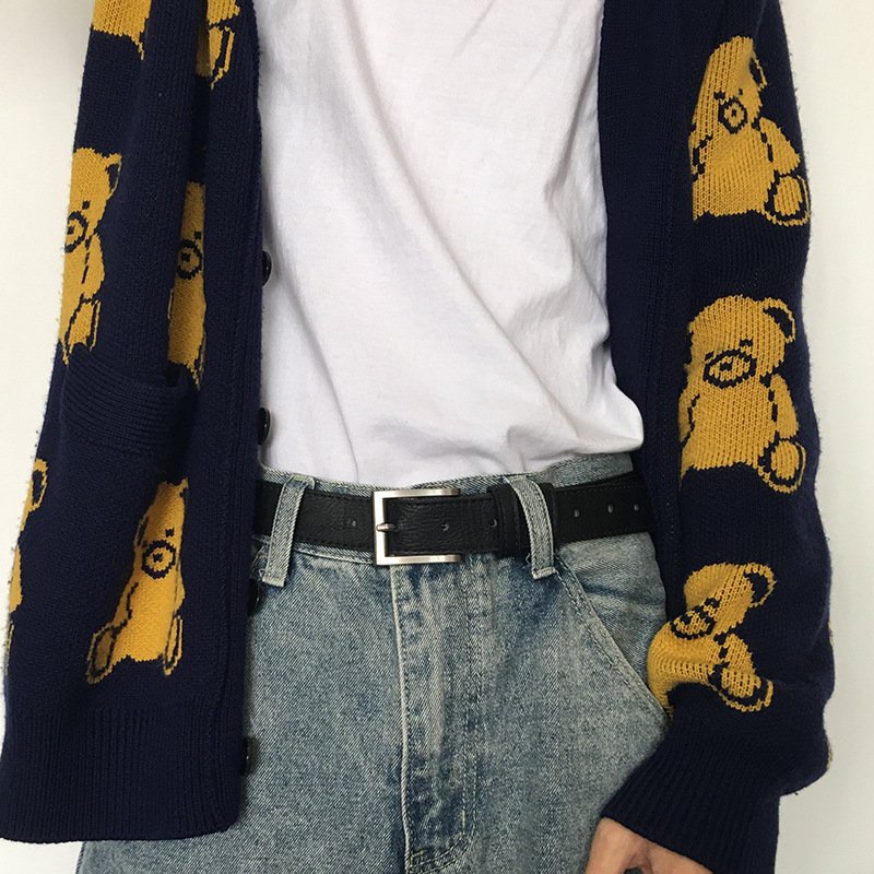 Thắt lưng nam nữ Hàn Quốc BIGSIZE mặt vuông BUCKLE Unisex da đẹp Max Dây nịt lưng thời trang Horizon bản 2.8cm Da Sần