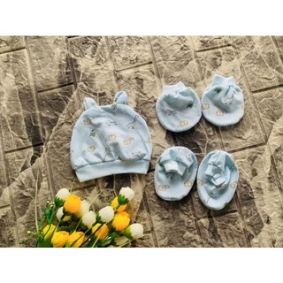 set mũ bao tay bao chân cho bé sơ sinh đến 3 tháng 100% cotton đẹp - nón vớ trẻ em