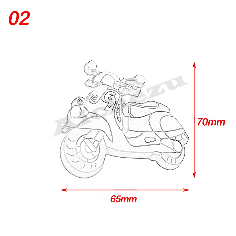 Móc chìa khóa cao su mềm 3D trang trí xe máy, móc khóa điểm bắt đầu