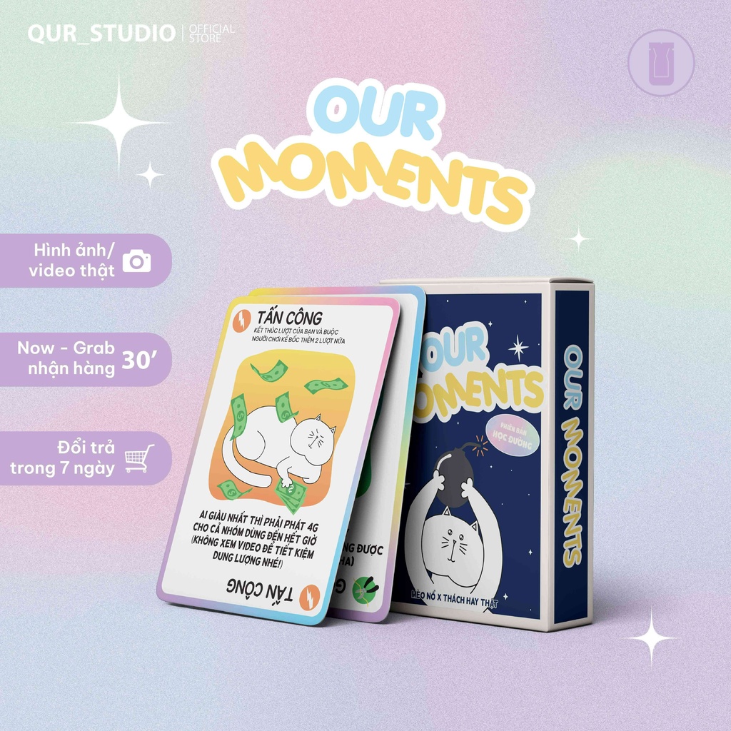 Combo Bộ Bài Tình Yêu Our Memories + Bộ Bài Mèo Nổ Học Đường Our Moments Dành Cho Cặp Đôi, Nhóm Bạn Bởi QUR STUDIO