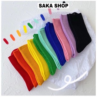Vớ tất cổ cao trơn màu nam nữ nhiều màu phong cách ulzzang Hàn Quốc