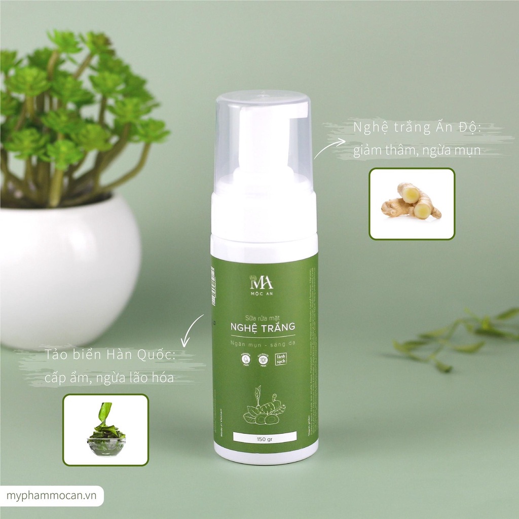 Mô tả Sữa Rửa Mặt Tạo Bọt Mộc An Chiết Xuất Nghệ Trắng Tảo Biển, Giúp Sáng Da Giảm Mụn 150g - 6
