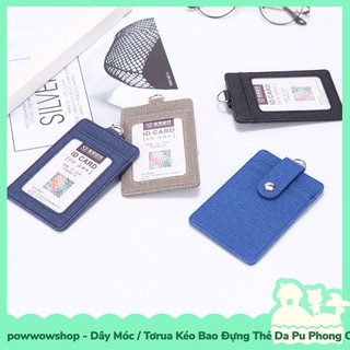 [Sẵn VN - Hỏa Tốc] Dây Móc / Dây Kéo Tơrua Bao Đựng Thẻ Nhân Viên Da Pu 3 Ngăn Phong Cách Simple Color Đơn Giản