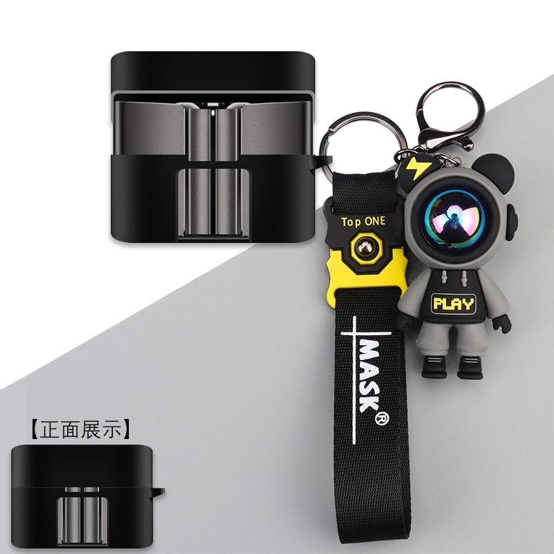 Vỏ Bảo Vệ Hộp Sạc Tai Nghe CC Pro2 Màu Trơn Kèm Móc Khóa Hình Gấu / Pikachu Xinh Xắn