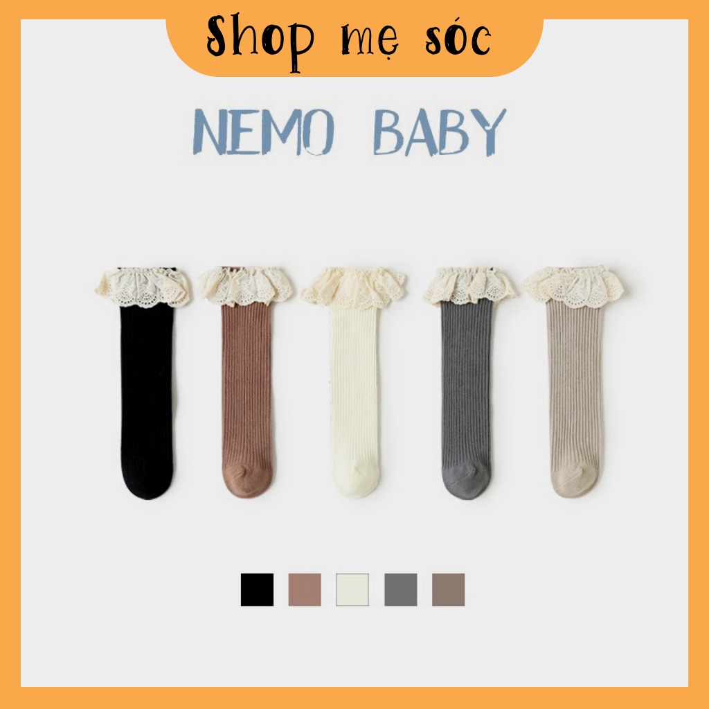 Tất/vớ đùi đính ren vintage cao cấp phong cách Hàn Quốc cho bé 0-8 tuổi mesocshop