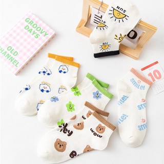 Set 5 Đôi Tất Nữ Cotton Smile Phối Hình Dễ Thương..
