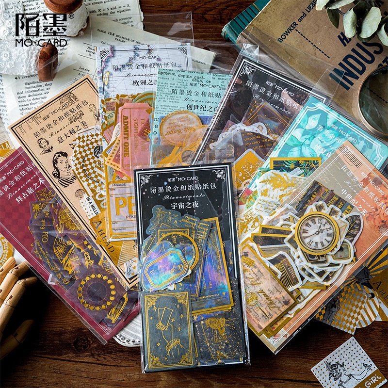 Sticker vintage dán sổ dán mũ bảo hiểm cute Set 60 miếng HD97-K63 trang trí DIY Crafts, Scrapbook, Journal, Diary