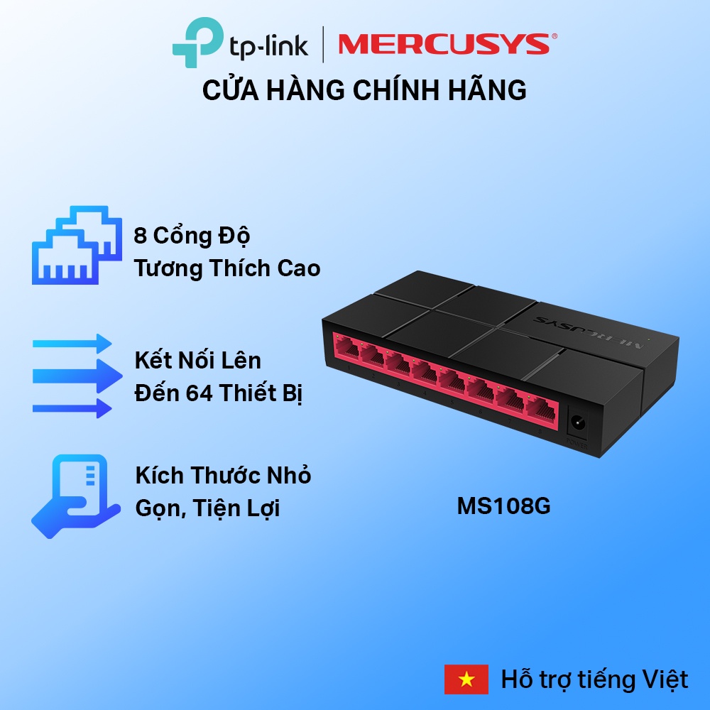 [Hỏa Tốc] Bộ Chia Tín Hiệu Để Bàn Mercusys MS108G Switch 8 Cổng Gigabit 10/100/1000Mbps