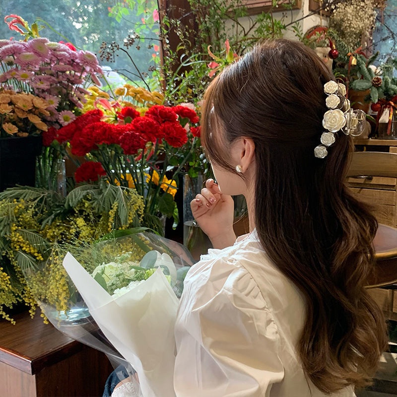 Kẹp Tóc Càng Cua Đính Hoa Trà Xinh Xắn Phong Cách Retro Cho Nữ Empoli