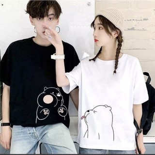 Áo đôi nam nữ, áo thun cặp nam nữ in hình gấu cổ tròn chất vải thấm hút tốt
