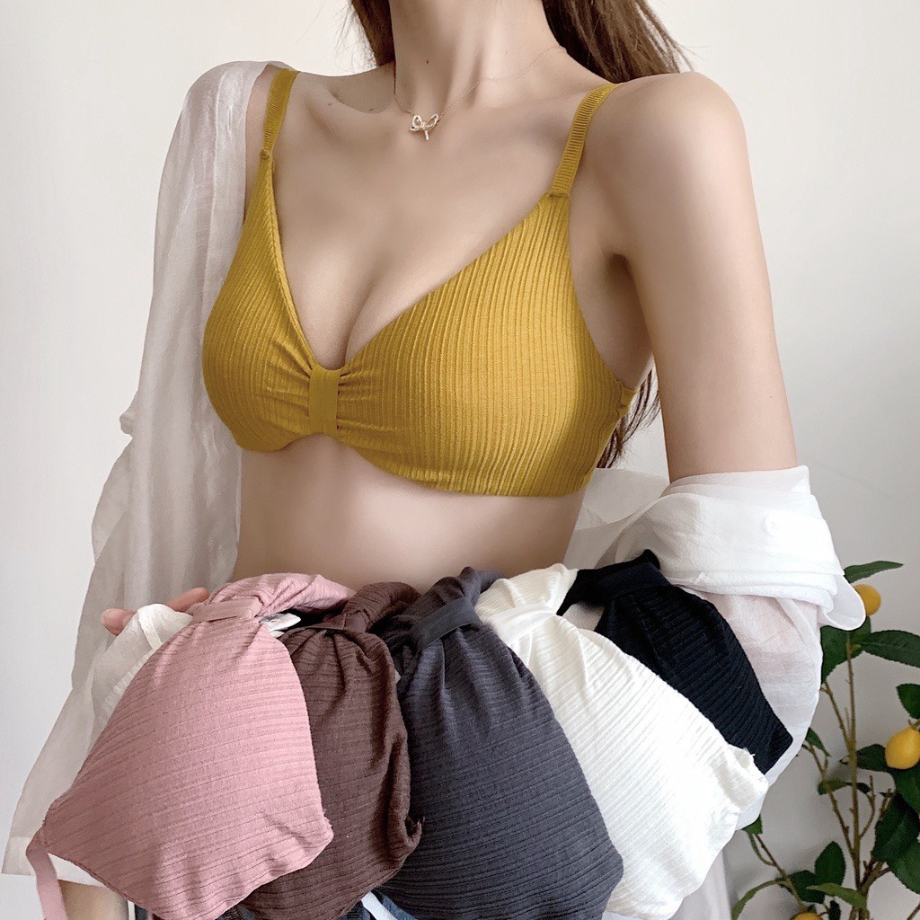 Áo bra 2 dây nữ đẹp nâng ngực, áo lót không gọng thắt nơ quyến rủ 308