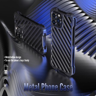 [R-JUST] Heavy Duty Aluminium Metal Armor Case For iPhone 15 14 Plus 13 12 Pro Max Cover 15plus Alloy Hollow Design Funda Shockproof Coque Skin