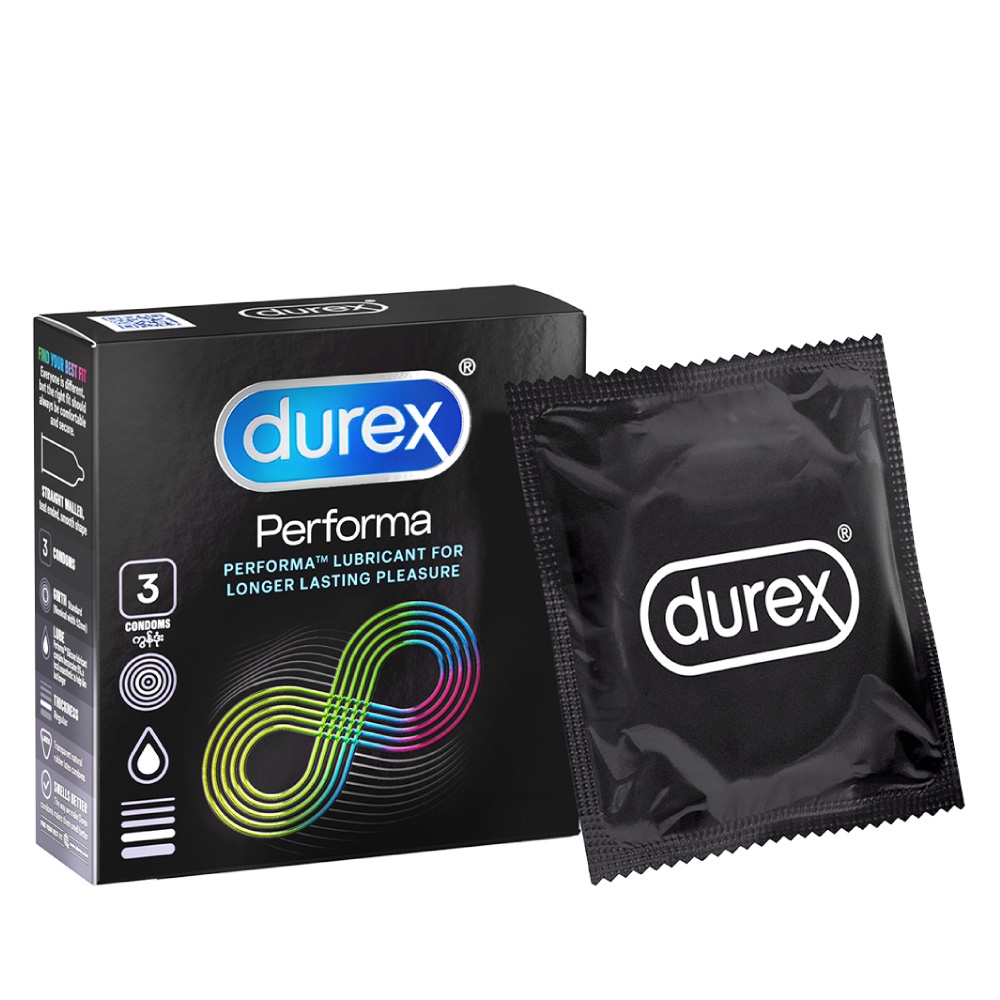 Ảnh Bao cao su Durex Performa kéo dài thời gian, size 52mm, 3 bao/hộp) 1