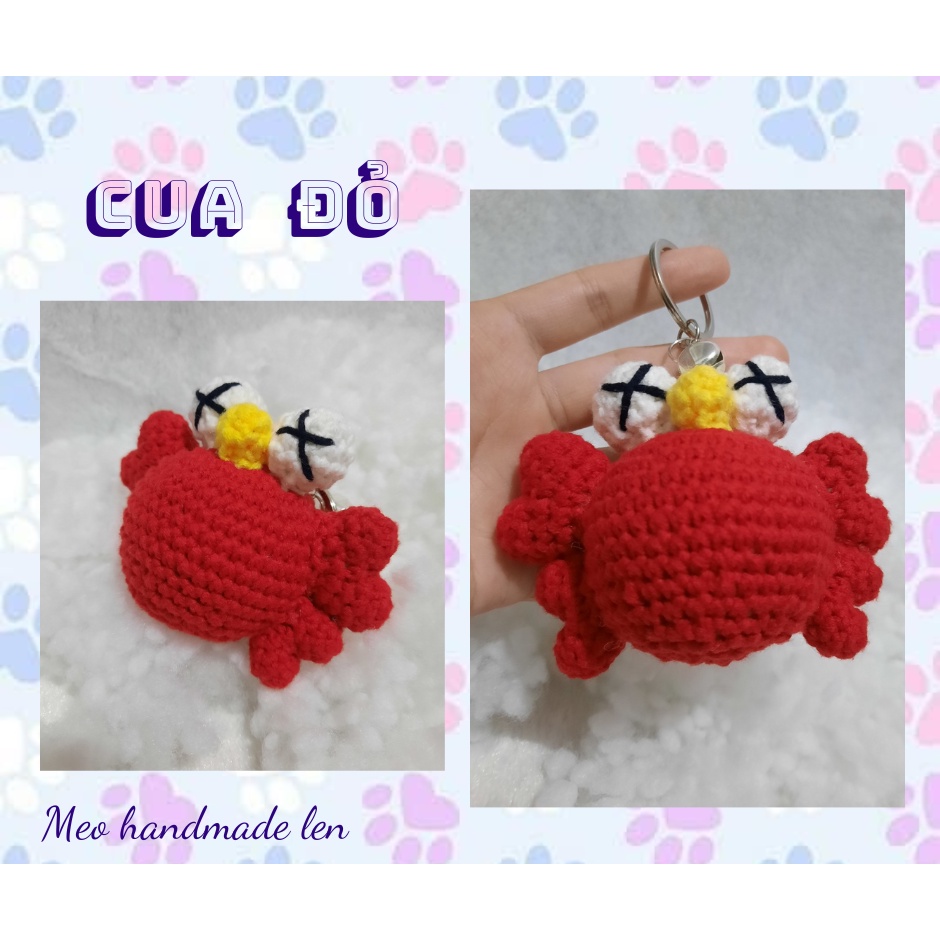 Móc khóa cua ngạt nước - Handmade len - Amigurumi - Crochet (có chuông)