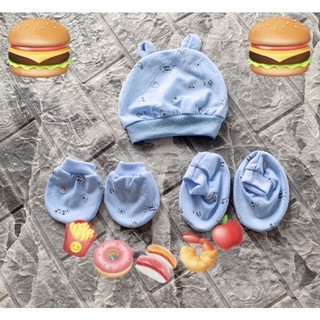 set mũ bao tay bao chân cho bé sơ sinh đến 3 tháng 100% cotton đẹp - nón vớ trẻ em
