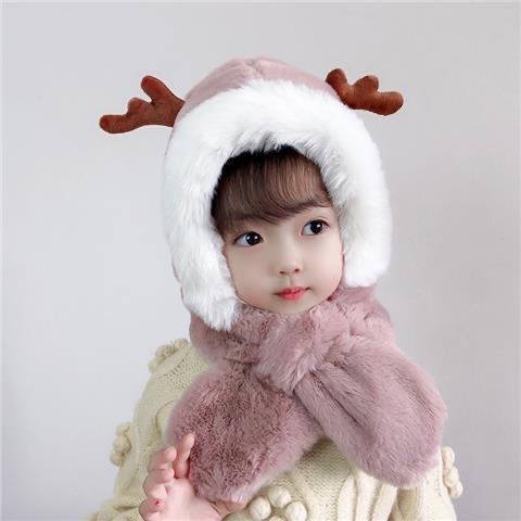 Mũ Len Kèm Khăn sừng nai Cho Bé 💚CAM KẾT CHUẨN💚Mũ lông trùm đầu liền khăn cổ giữ ấm cho bé (tuyển   ).