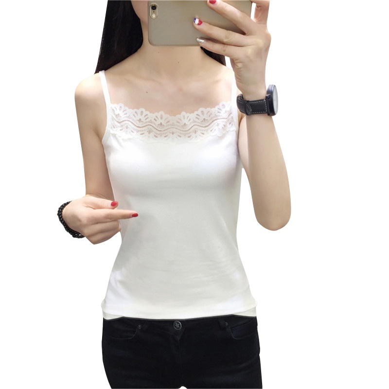 BTM Nữ Cho Xe Tăng Áo Spaghetti Dây Đeo Ren Crop Tops Không Tay Camisole Cho Sum