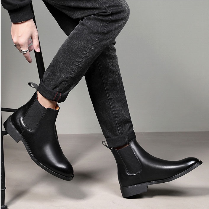 Ảnh Giày da chelsea boots Inichi G1071 da lì loại tốt, có may đế 2