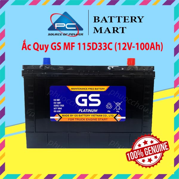 Bình Ắc Quy 12V-100Ah, Ắc Quy Ô Tô GS MF 115D33C 115D33V | Shopee Việt Nam