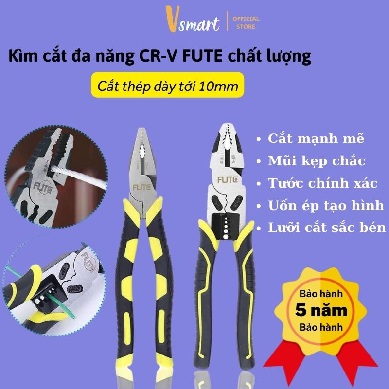 Kìm CRV-FUTE xuất Nhật 🌟FREESHIP🌟chức năng: cộng lực , tuốt, cắt dây điện, ....với mọi kim loại - Búa kiêm kìm