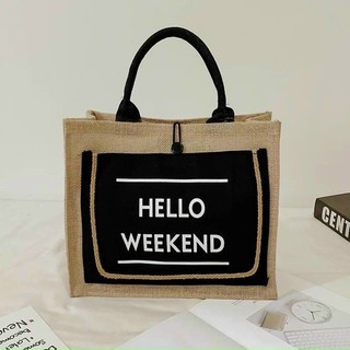 Túi cói Hello cầm tay đeo vai thời trang đi du lịch đi chơi . Túi cói đựng siu nhiều đồ tiện lợi