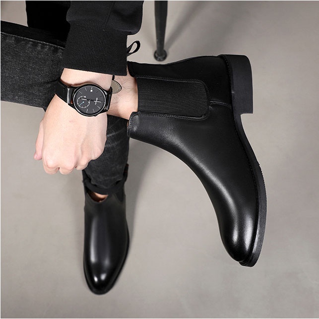 Ảnh Giày da chelsea boots Inichi G1071 da lì loại tốt, có may đế 1