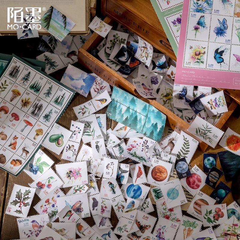 Tấm sticker tem retro sinh động HD173 - K70 DIY Crafts, Scrapbook, Journal, Diary, Planner
