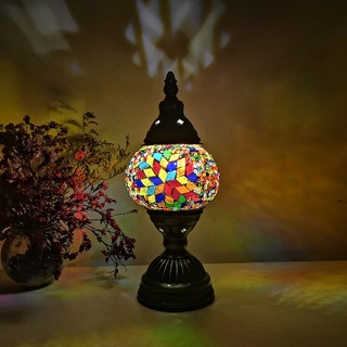 Đèn Để Bàn Mặt Kính Họa Tiết Mosaic Phong Cách Vintage Nghệ Thuật Thổ Nhĩ Kỳ