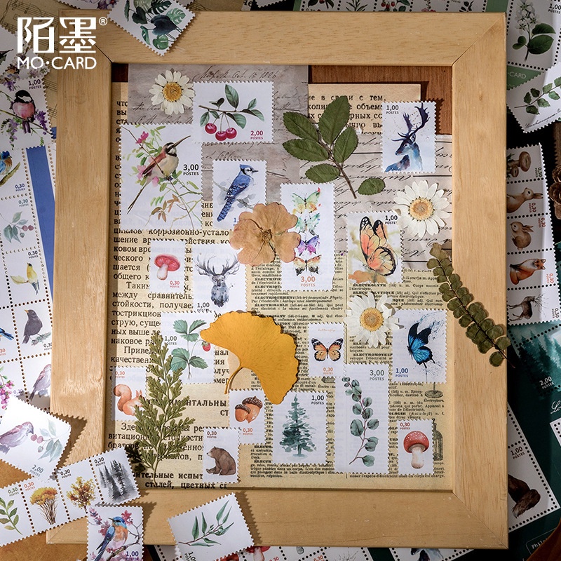 Tấm sticker tem retro sinh động HD173 - K70 DIY Crafts, Scrapbook, Journal, Diary, Planner