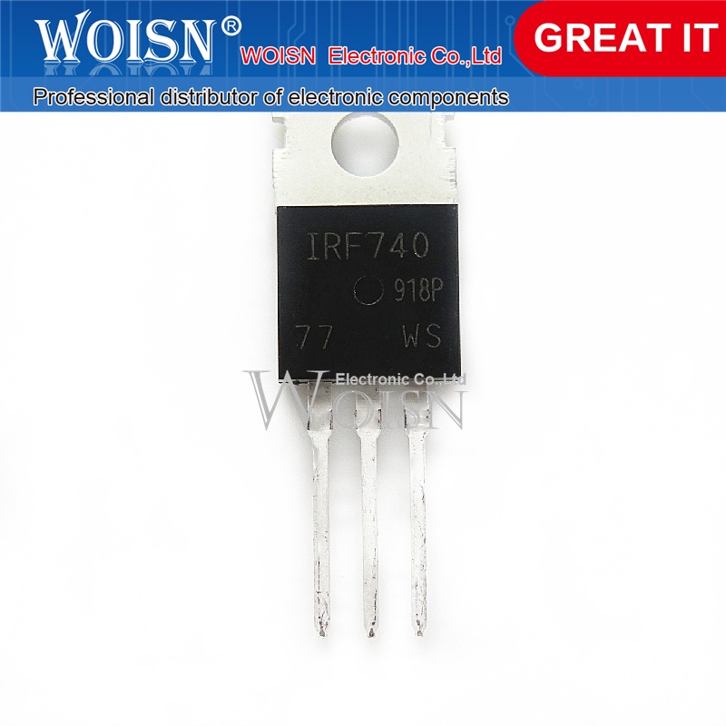 50pcs IRF740PBF MOSFET – N-Channel 400V 10A TO-220 – Smw Brand