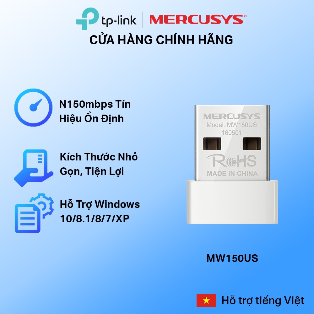 Bộ Chuyển Đổi USB Wifi Nano Mercusys MW150US Chuẩn N 150Mbps