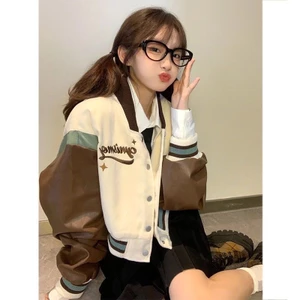 FREESHIP ÁO BOMBER CROTOP TAY DA NÂU 2 LỚP ULLAZANG