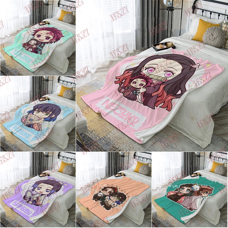Chăn Điều Hòa Không Khí 4 Kích Cỡ Bằng Vải flannel In Hình anime demon slayer kamado tanjirou & kamado nezuko