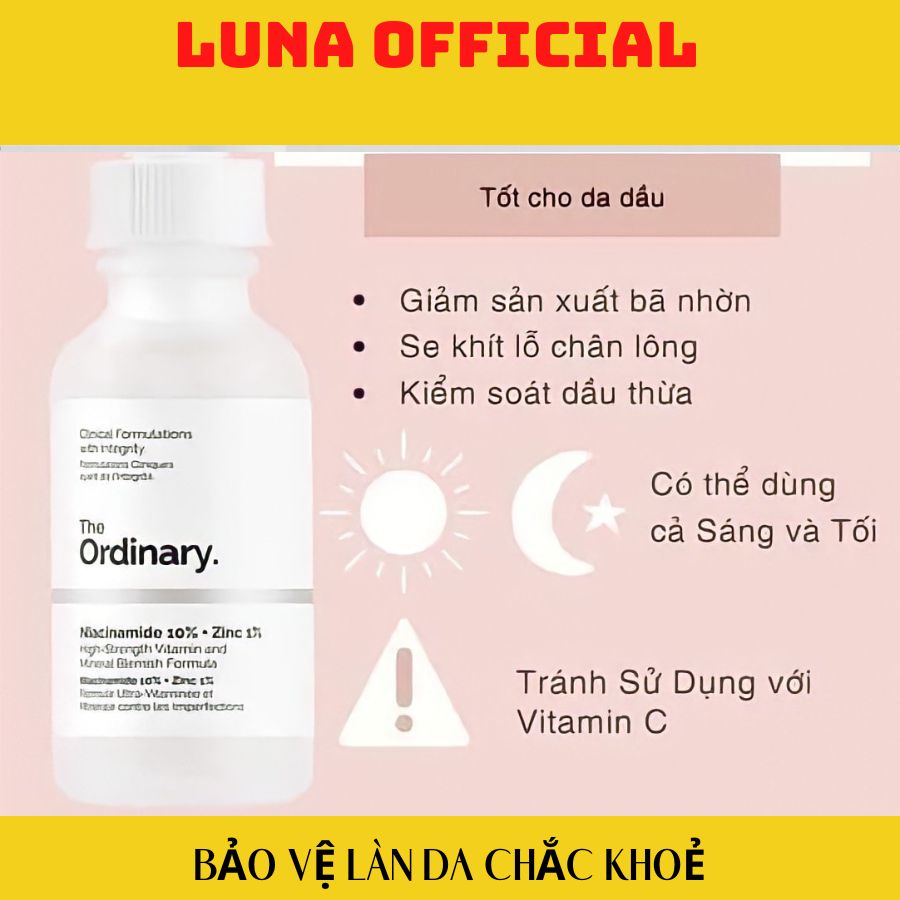 Tinh chất The Ordinary Niacinamide 10% + Zinc 1% giảm mụn