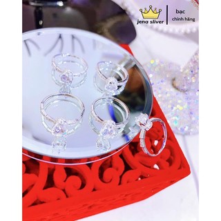 nhẫn nữ đốt trúc , bạc 925 dày dặn , đính đá sang chảnh - jena sliver