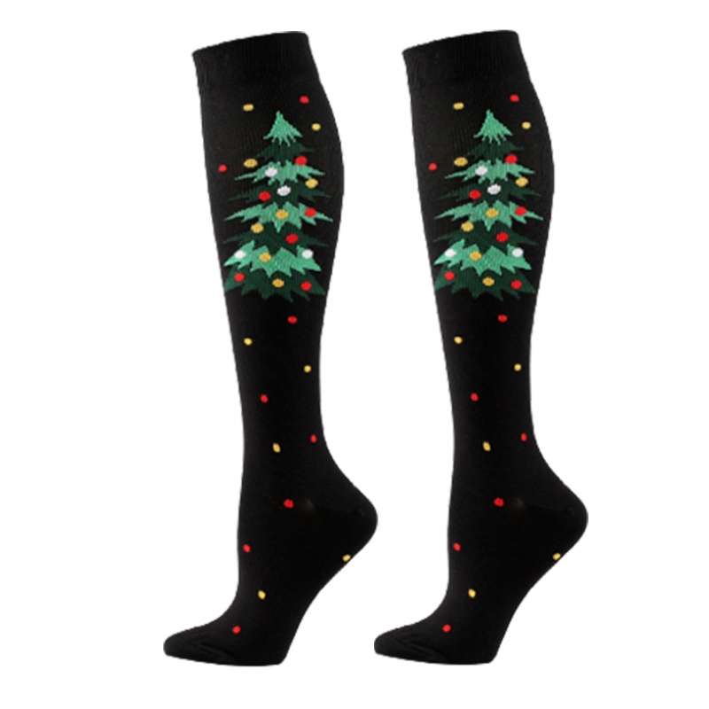 Dassbsug Người Lớn Giáng Sinh Nén Tất Sọc Ông Già Noel In Điều Dưỡng Vớ Đầu Gối