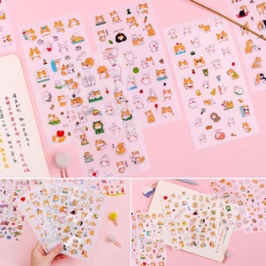Sticker nhựa dễ thương 🐻💕 mẫu thỏ và shiba 🐰x🐶 mèo con 😻 diy, bujo, quà tặng