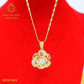 Dây Chuyền Nữ Titan, Vòng Cổ Mặt Hoa Mai Đính Đá Xi Mạ Vàng Non 24k Cao Cấp Trang Sức Hava