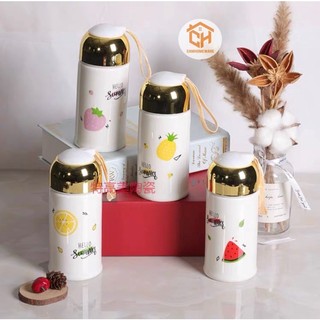 Bình Nước Sứ, Cốc Sứ Nắp Vặn Chịu Nhiệt Cam Homeware