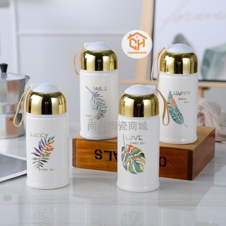 Bình Nước Sứ, Cốc Sứ Nắp Vặn Chịu Nhiệt Cam Homeware