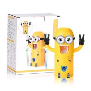 BỘ NHẢ KEM ĐÁNH RĂNG MINION tặng kèm kem đánh răng than tre BAMBO