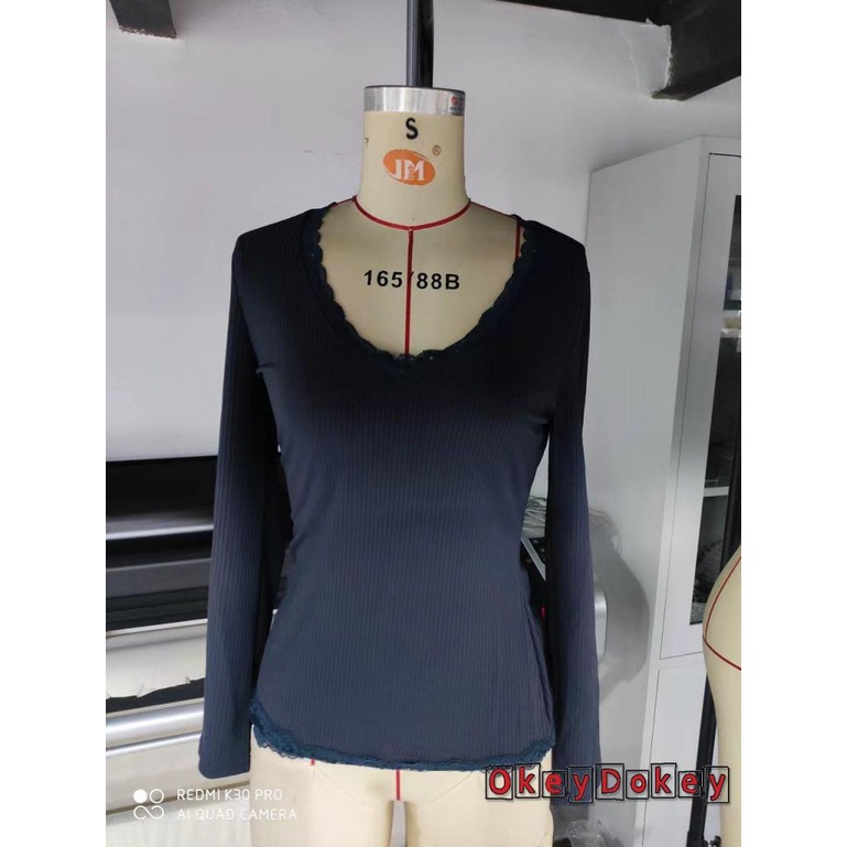 Áo Thun Dài Tay Phối Ren Thời Trang Cho Nữ OKDK-Y2K