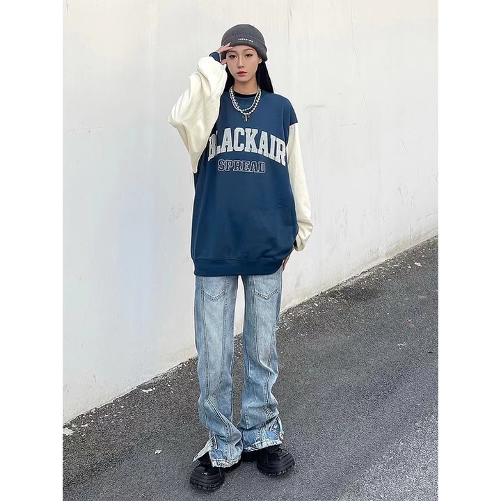 Unisex White Black Jeans Hiphop Oversize From – 5