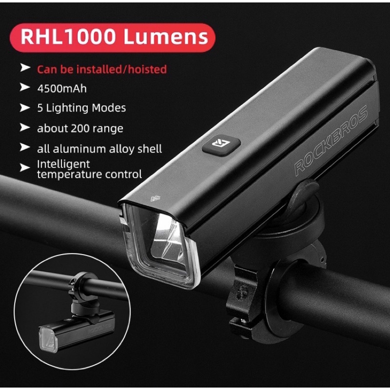 ĐÈN rockbros rhl 1000 lumen -ĐÈN PIN XE ĐẠP SIÊU SÁNG 1000LM-- r3 1500 ...
